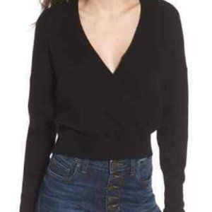 Leith Rib Wrap Sweater in Black